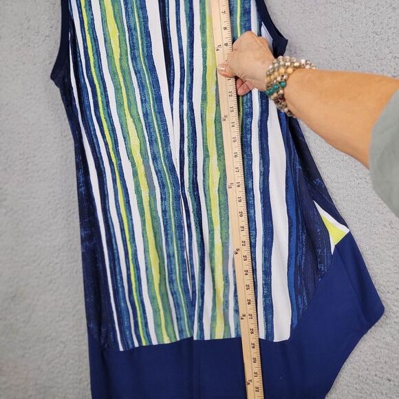 Artex Fashions Sleeveless Tunic Top Womens L Vertical Stripes V Neck Split Back - Picture 9 of 15